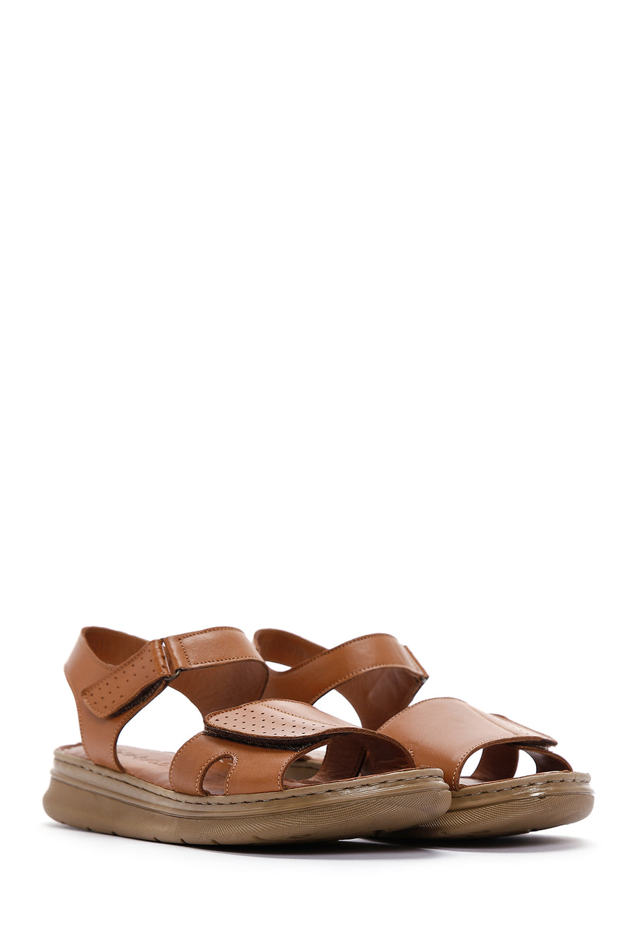 Women's Tan Leather Comfort Sandals