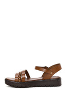 Women's Tan Ankle Strap Leather Bodrum Sandals | Derimod