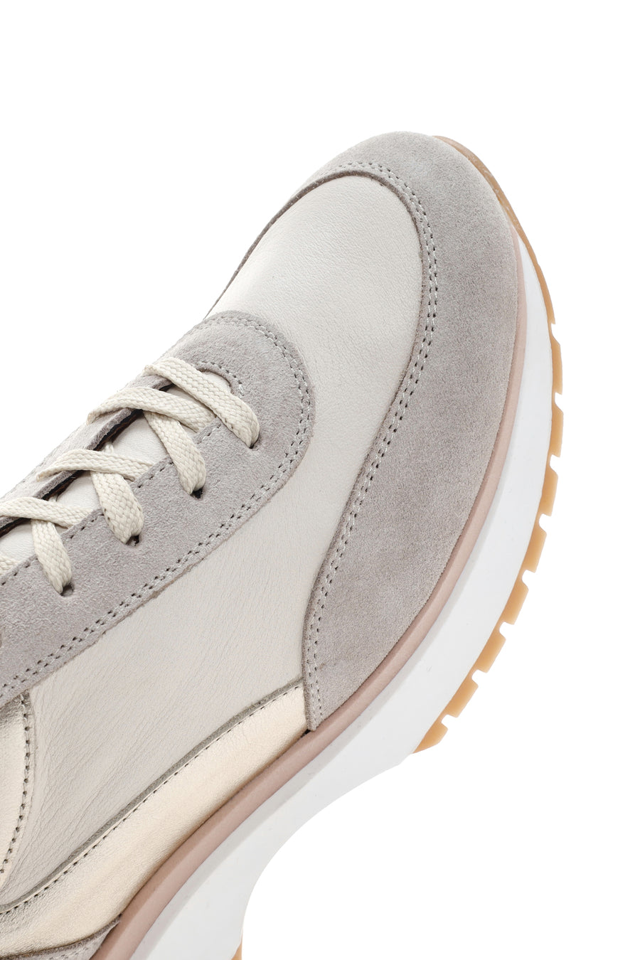 Kadın Bej Bağcıklı Deri Sneaker