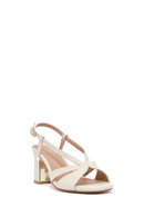 Women's Cream Ankle Buckle Thick Heel Sandals | Derimod