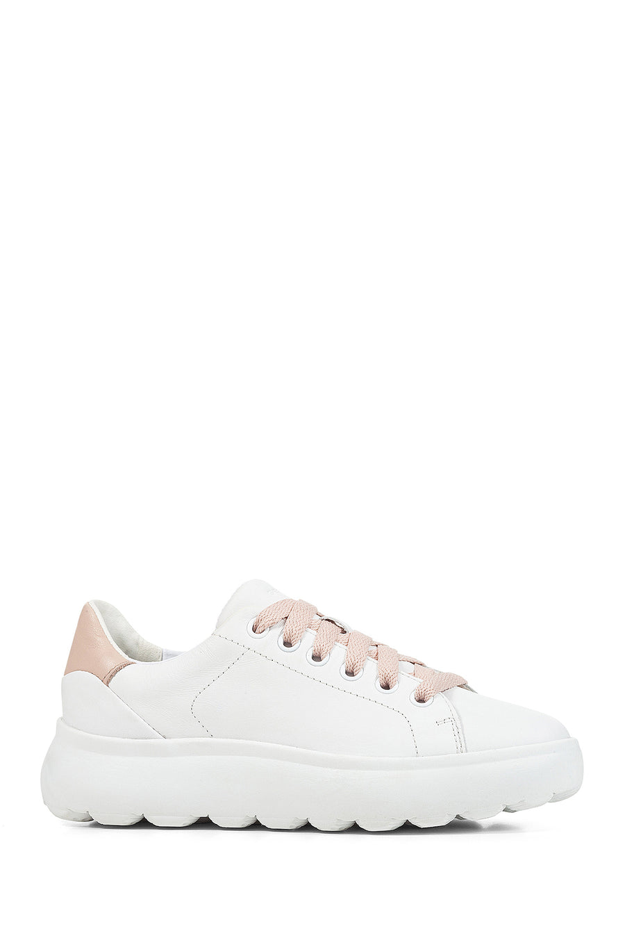 Geox Women's White Leather Spherica Ec4.1 Thick Soled Sneaker D35TCB00085C1Z8Z | Derimod