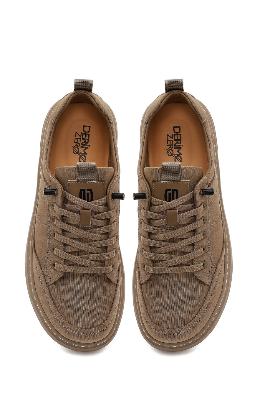 Derimod Zero Male Beige Lace-Up Thick-Soled Fabric Sneaker
