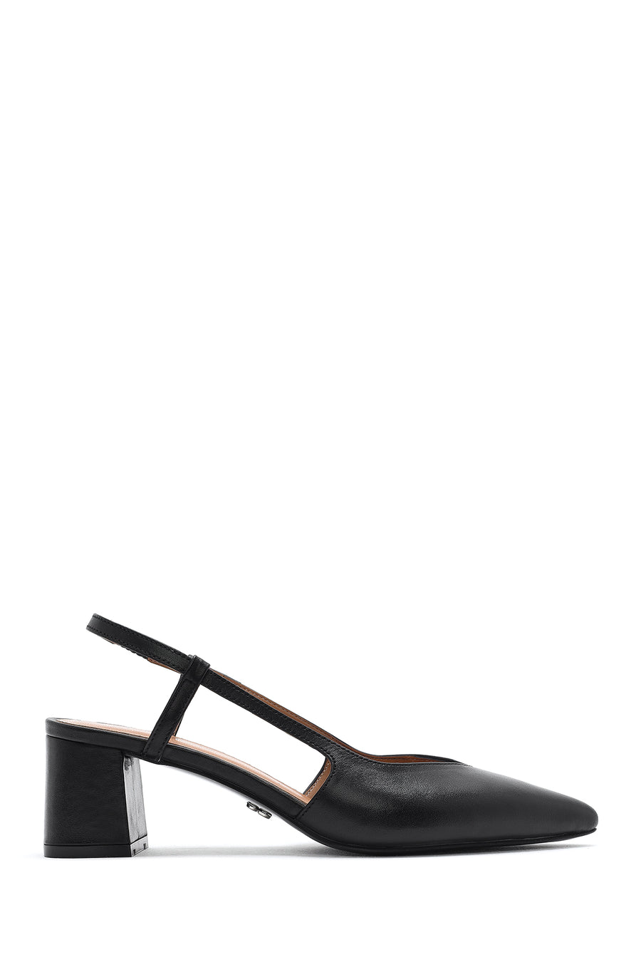 Women's Black Open-Back Heeled Leather Shoes 26PFD160218 | Derimod