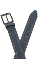 Men's Navy Blue Leather Belt | Derimod
