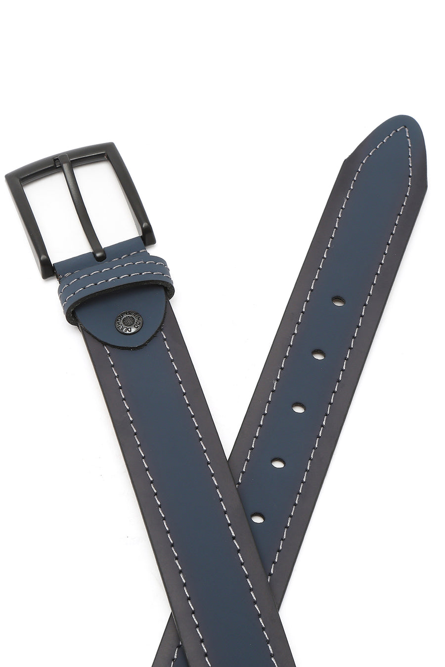 Men's Navy Blue Leather Belt