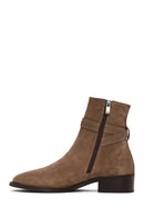 Woman Mink Zip Closure Suede Boots | Derimod