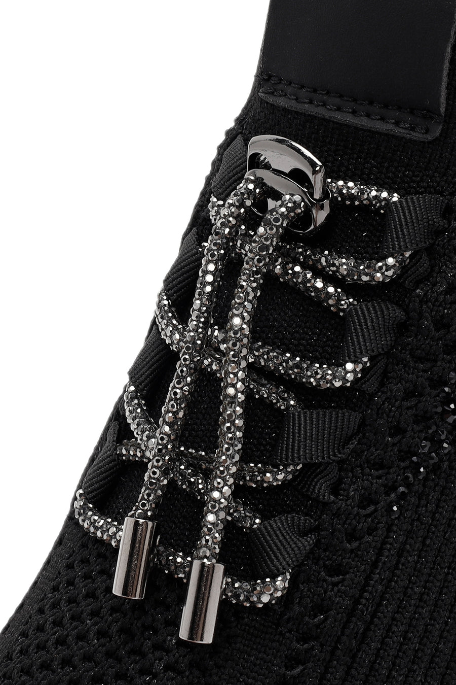 Derimod Zero Women's Black Lace-Up Stone Detailed Fabric Sneakers