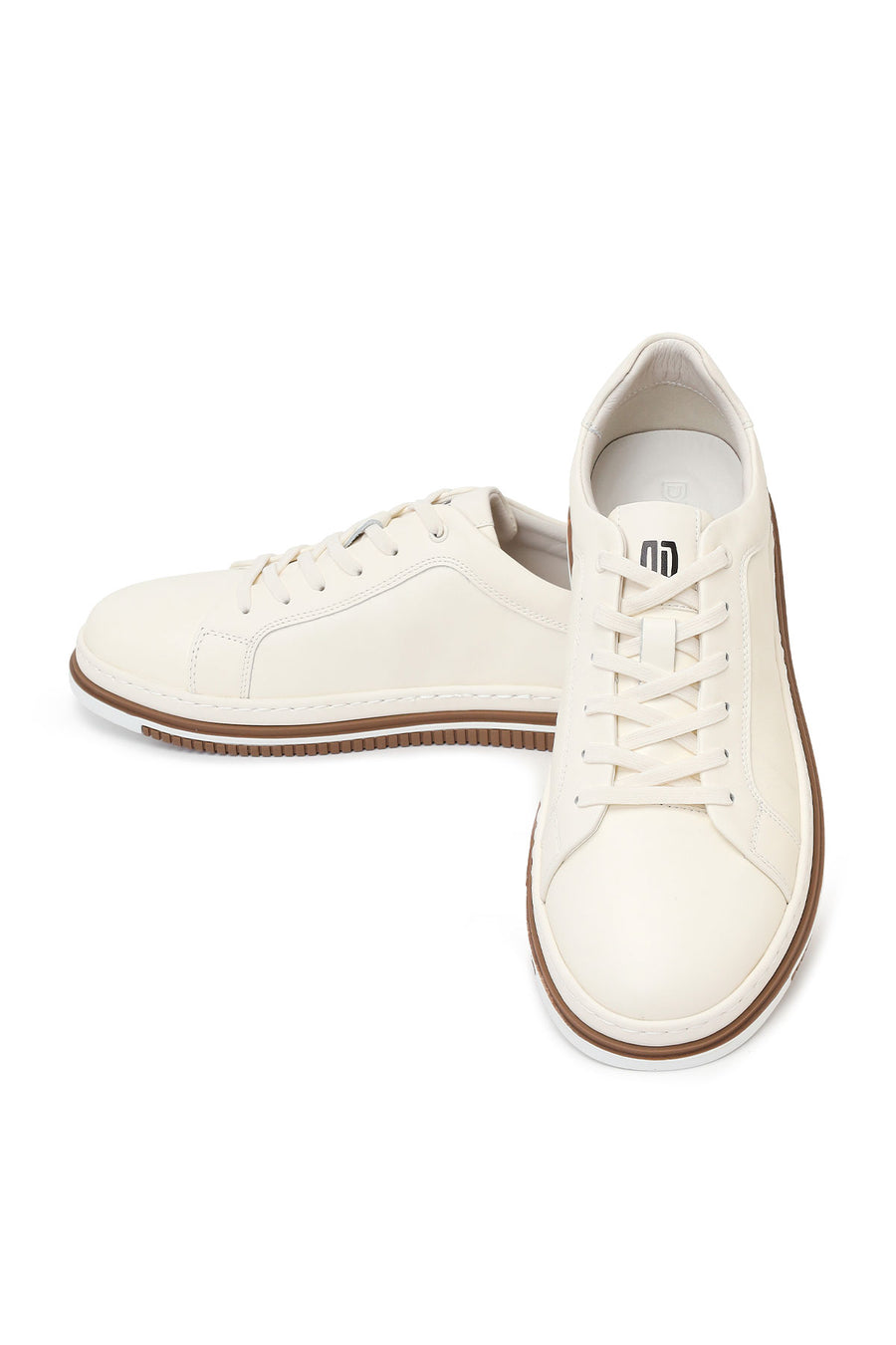 Erkek Beyaz Bağcıklı Deri Sneaker