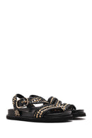 Women's Black Strappy Leather Sandals | Derimod