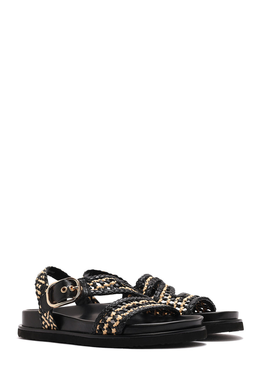 Women's Black Strappy Leather Sandals