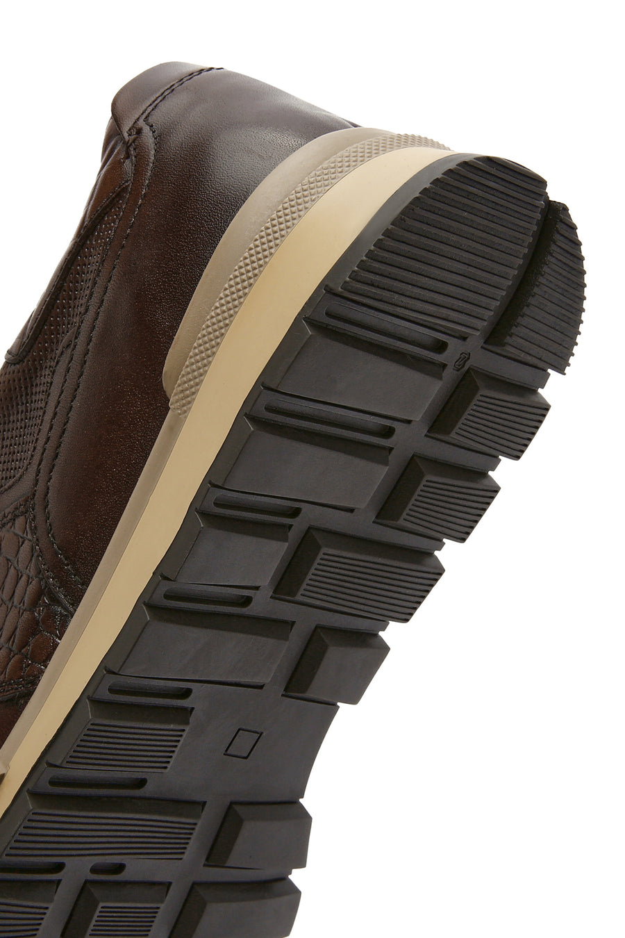 Erkek Kahverengi Bağcıklı Deri Casual Sneaker