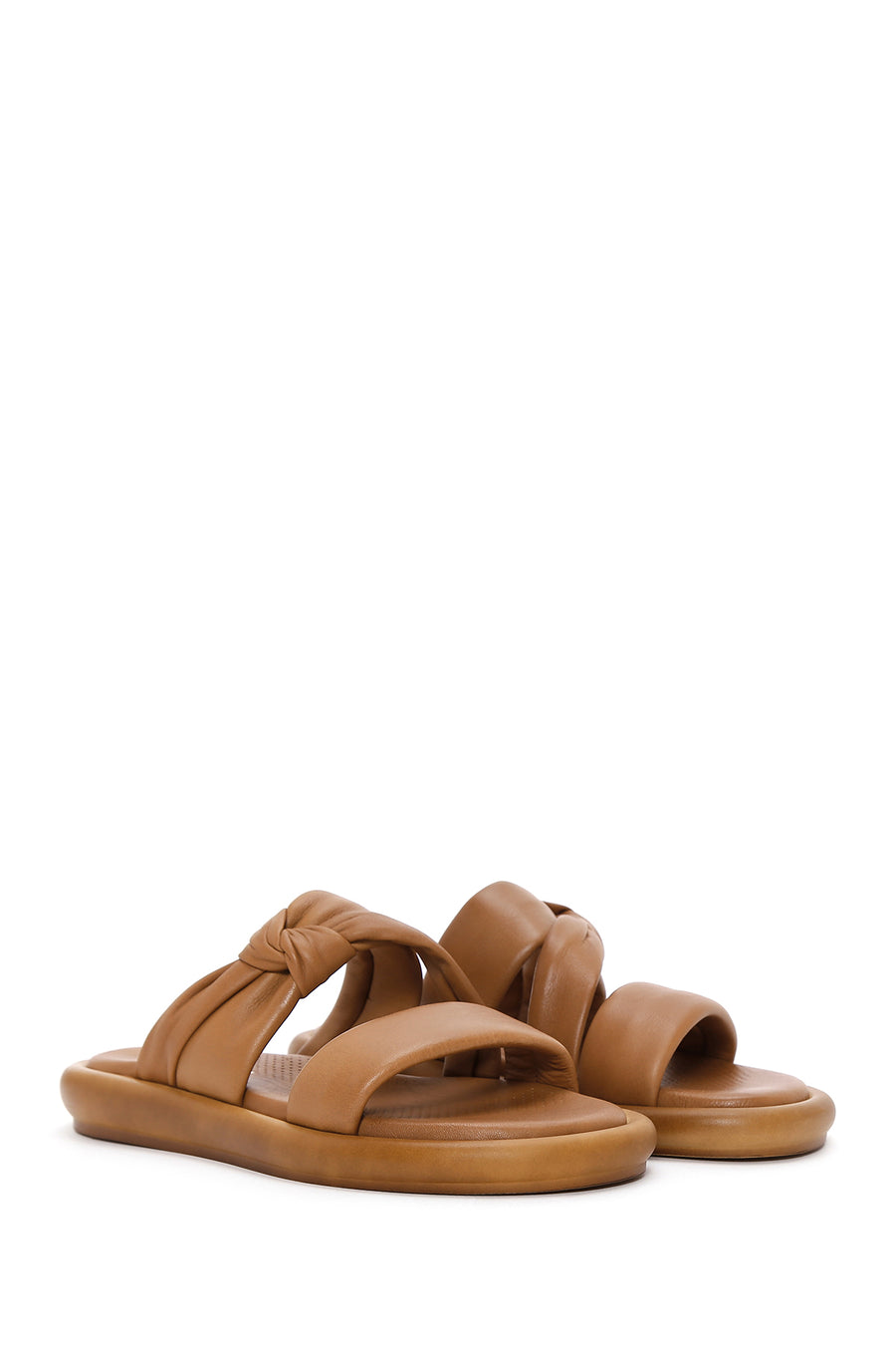 Women's Tan Leather Comfort Slippers