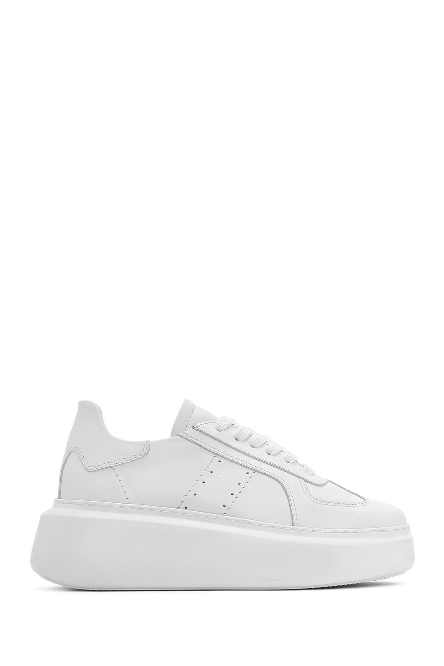 Kadın Beyaz Bağcıklı Kalın Tabanlı Deri Sneaker 25SFD510918 | Derimod