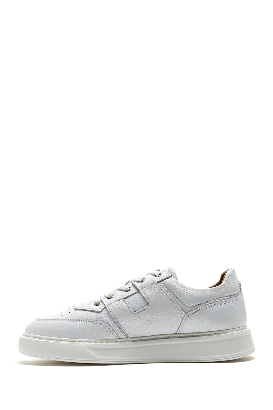 Men's White Lace-up Leather Sneaker