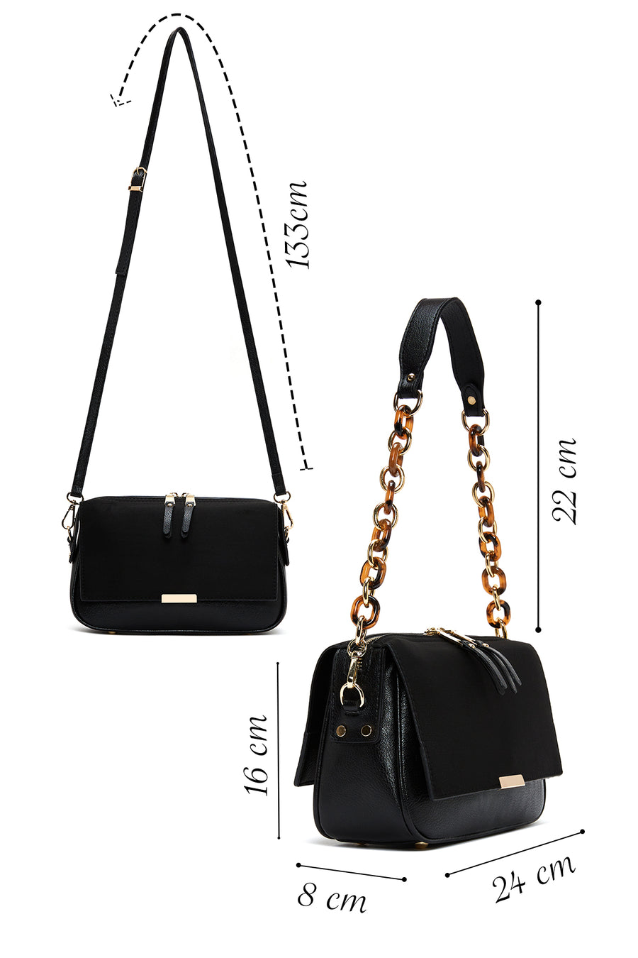 Women's Black Long Strap Shoulder Bag