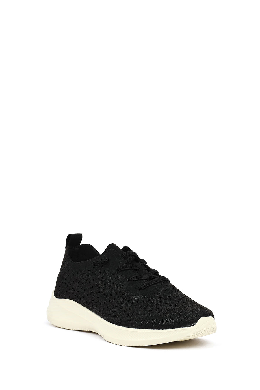 Kadın Siyah Bağcıklı Kalın Tabanlı Desenli Kumaş Comfort Sneaker