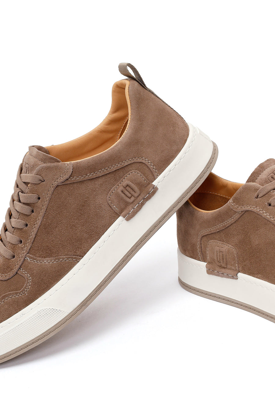 Erkek Vizon Bağcıklı Kalın Tabanlı Süet Deri Sneaker