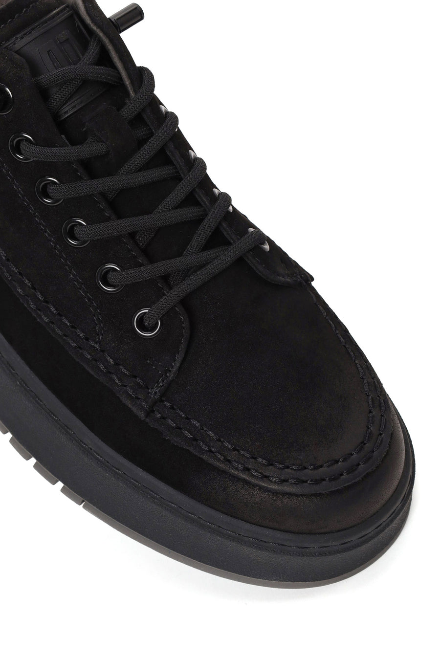 Erkek Siyah Bağcıklı Kalın Tabanlı Nubuk Deri Sneaker