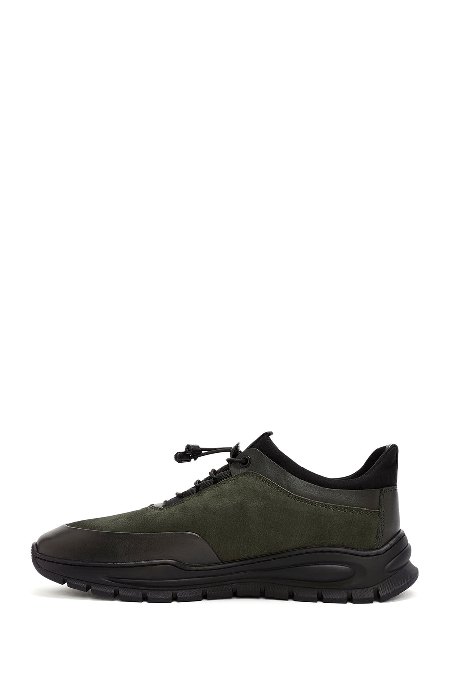 Men's Green Lace-Up Nubuck Leather Casual Sneaker