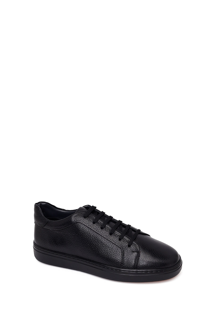 Erkek Siyah Bağcıklı Deri Sneaker