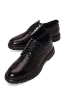 Male Black Lace-Up Thick-Soled Leather Casual Shoes | Derimod