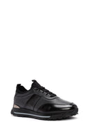 Erkek Siyah Bağcıklı Deri Casual Sneaker | Derimod