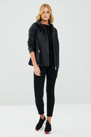 Judith Women's Black Hooded Leather Coat | Derimod