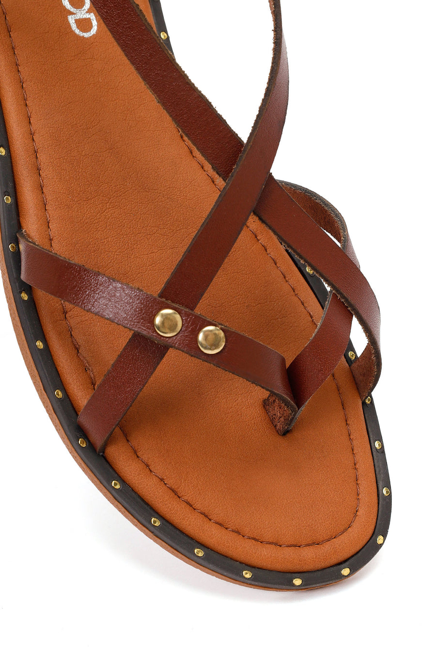 Women's Brown Buckle Thong Leather Bodrum Sandals