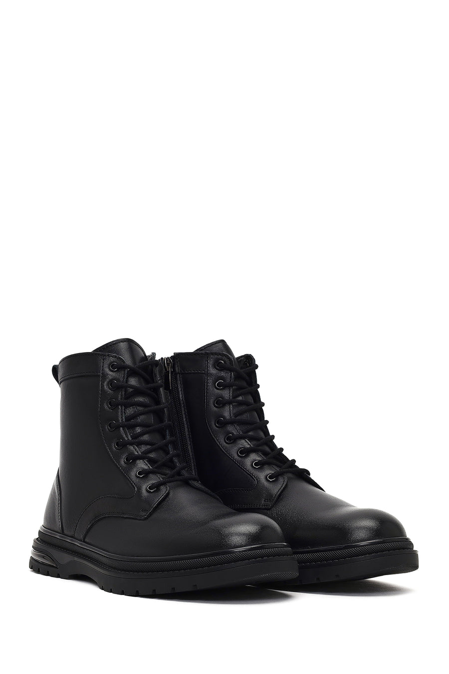 Men's Black Zippered Leather Boot