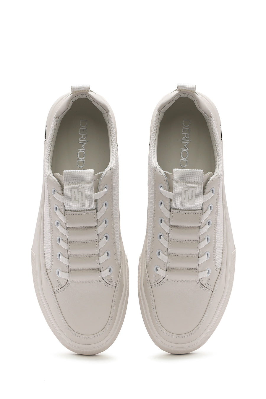 Erkek Beyaz Bağcıklı Deri Sneaker