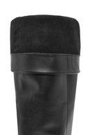 Women's Black Thin Short Heeled Leather Boots | Derimod