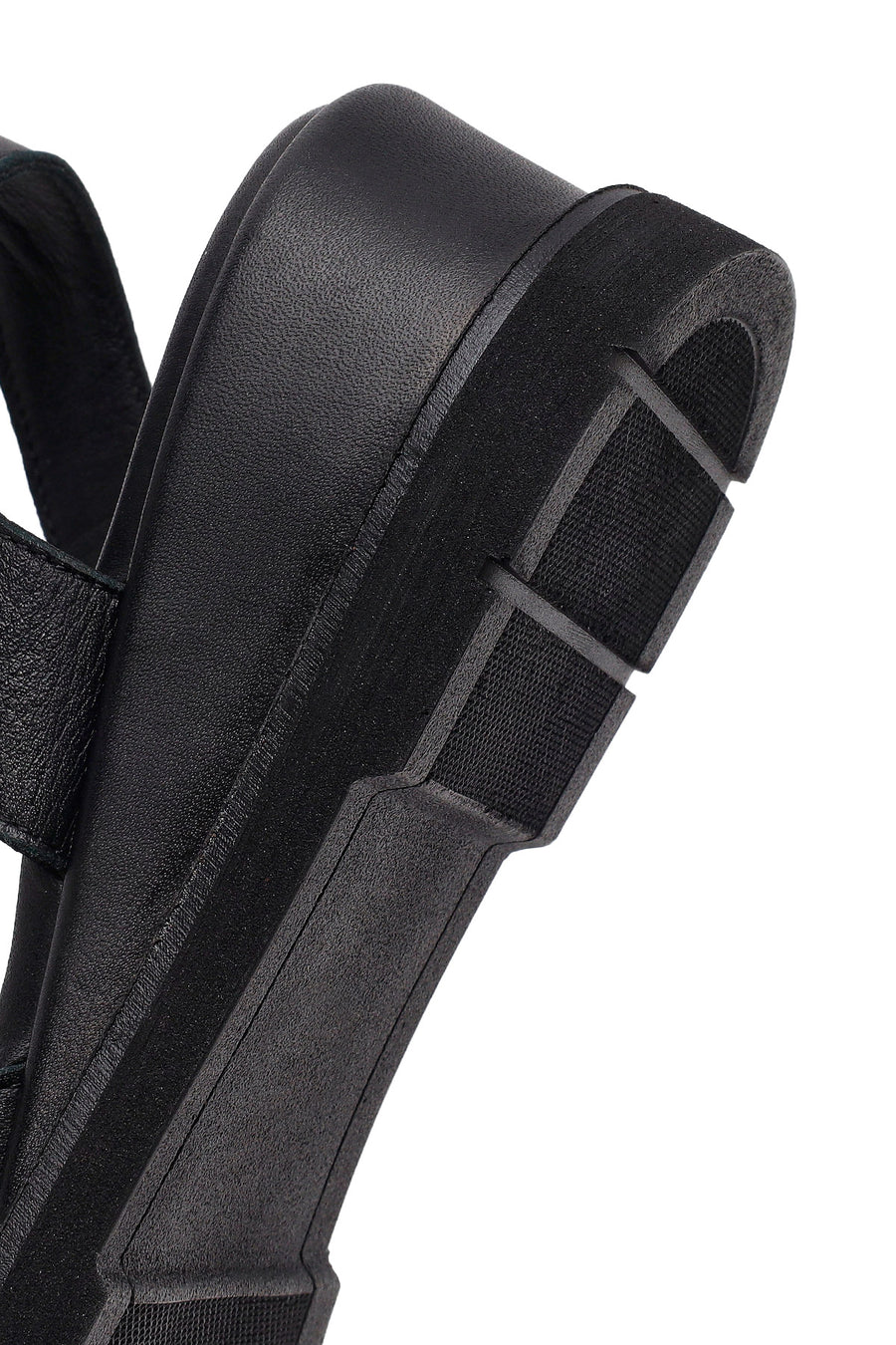 Women's Black Ankle Buckle Platform Leather Sandals