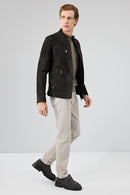 Patrick Men's Grey Suede Leather Jacket | Derimod