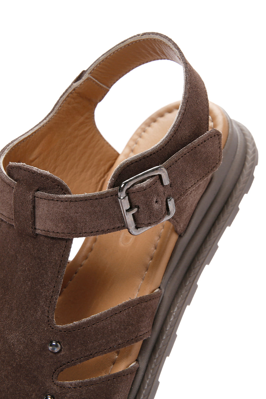 Women's Mink Ankle Strap Suede Leather Sandals