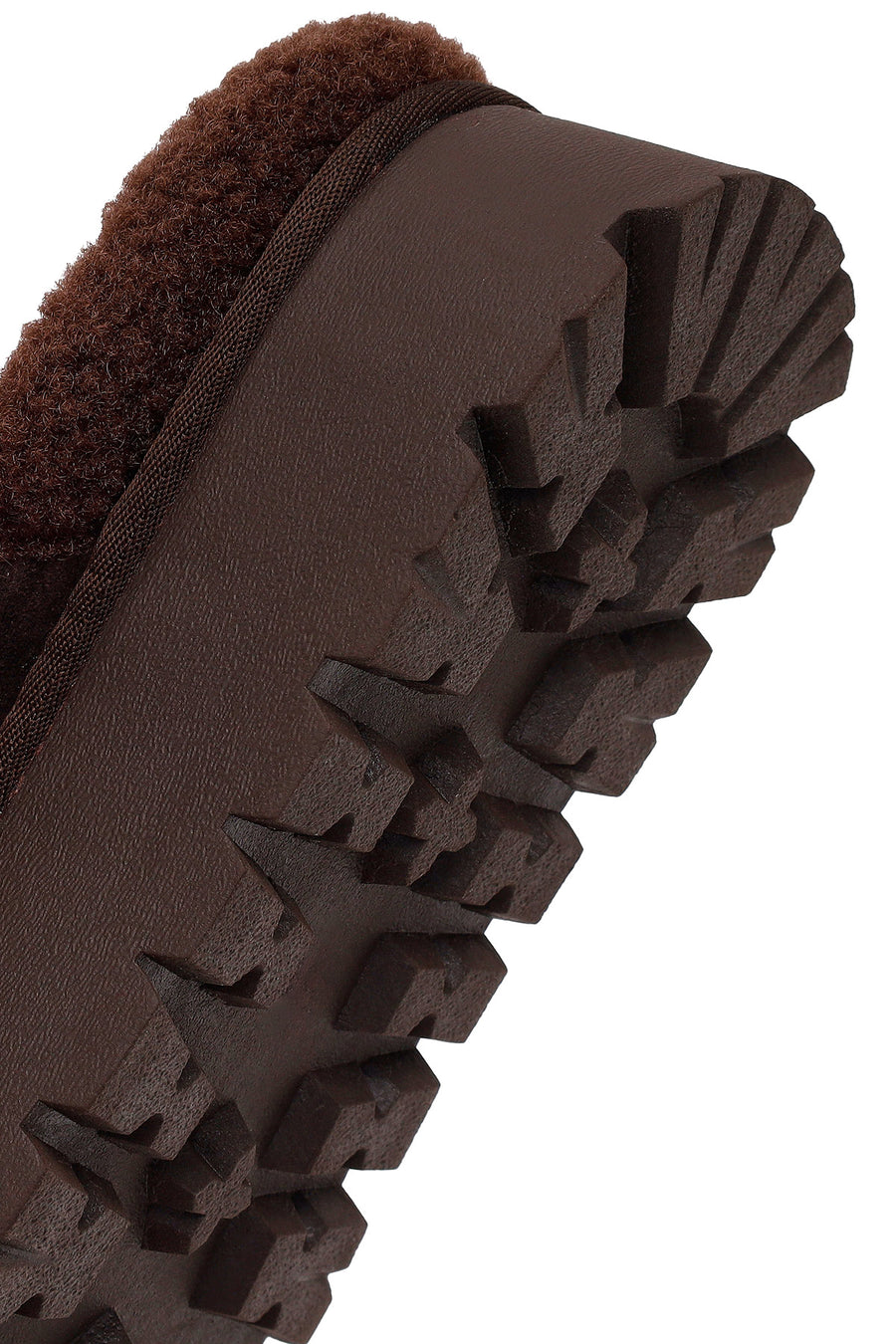 Woman Brown Thick-Soled Plush Suede Teddy Slipper