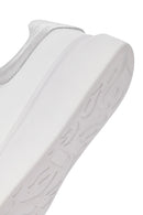Woman White Laced Thick Sole Leather Sneakers | Derimod