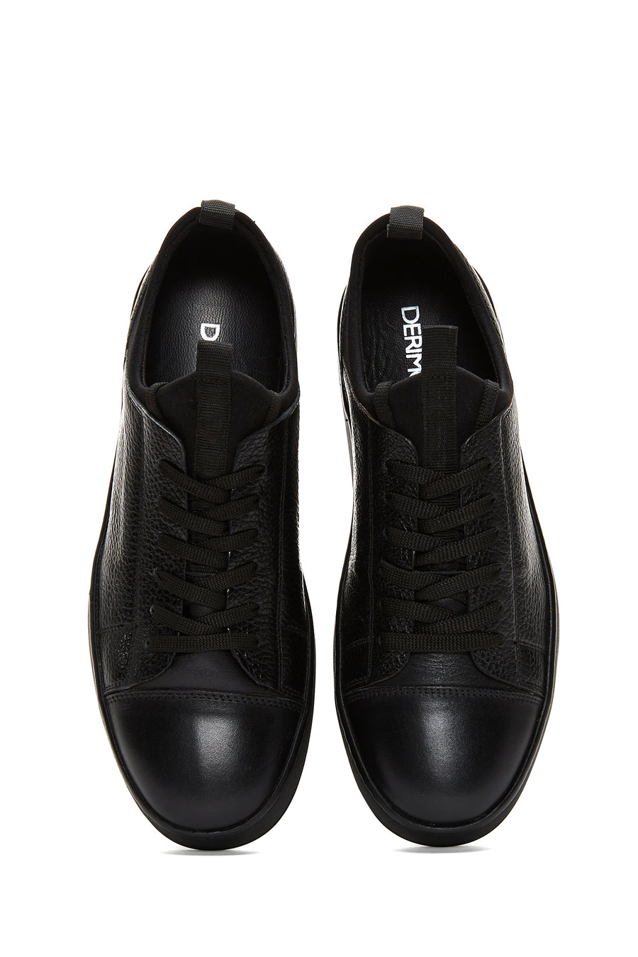 Erkek Siyah Bağcıklı Deri Sneaker