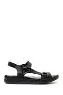 Women's Black Leather Comfort Sandals | Derimod