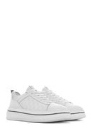 Erkek Beyaz Bağcıklı Kalın Tabanlı Deri Sneaker | Derimod
