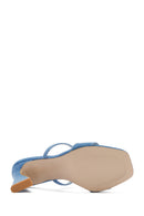 Women's Blue Thin Heeled Slippers | Derimod