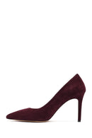 Kadın Bordo İnce Topuklu Süet Deri Stiletto | Derimod