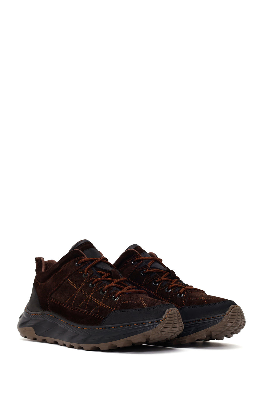 Erkek Kahverengi Bağcıklı Kalın Tabanlı Süet Deri Sneaker