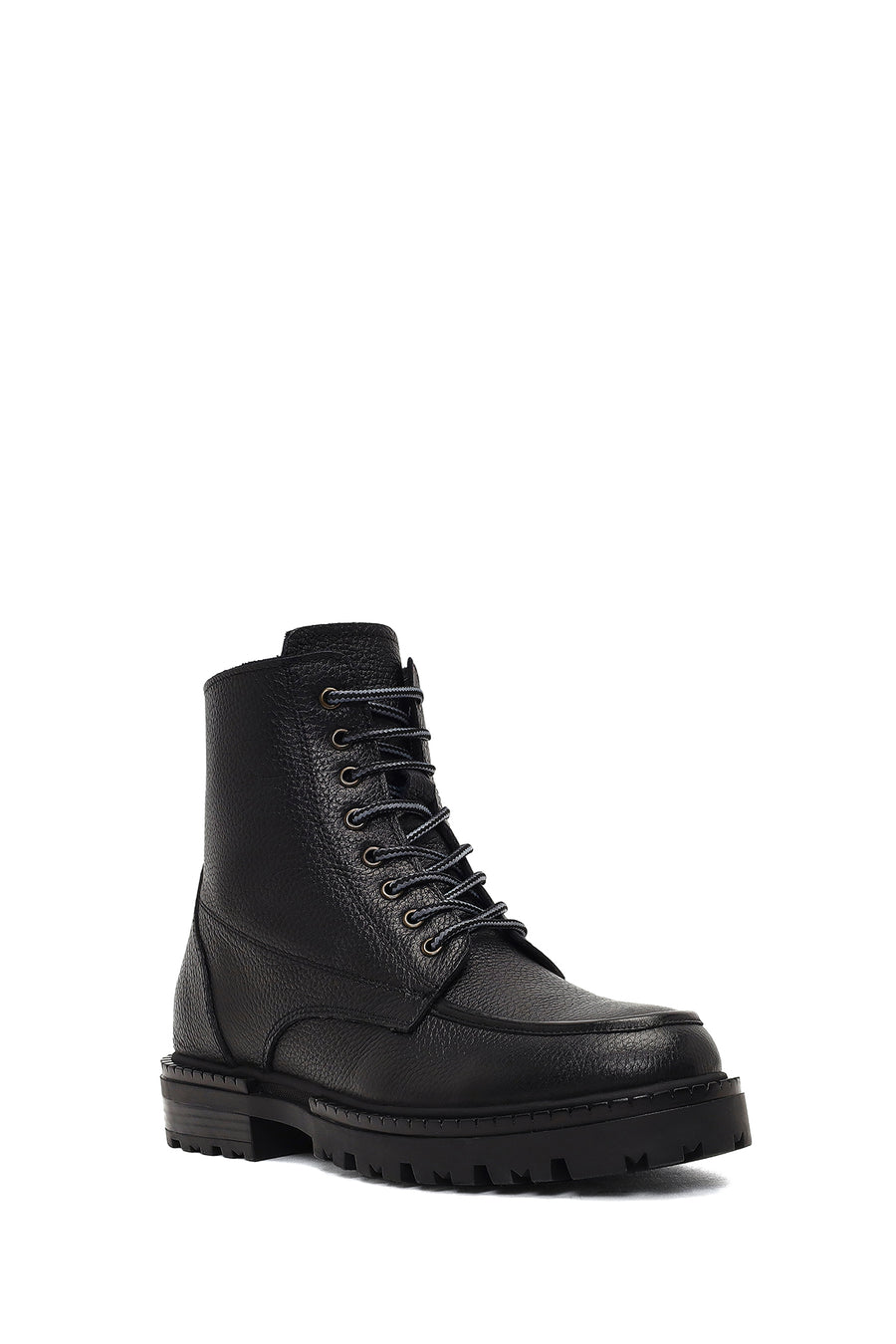 Men's Black Zippered Leather Combat Boots