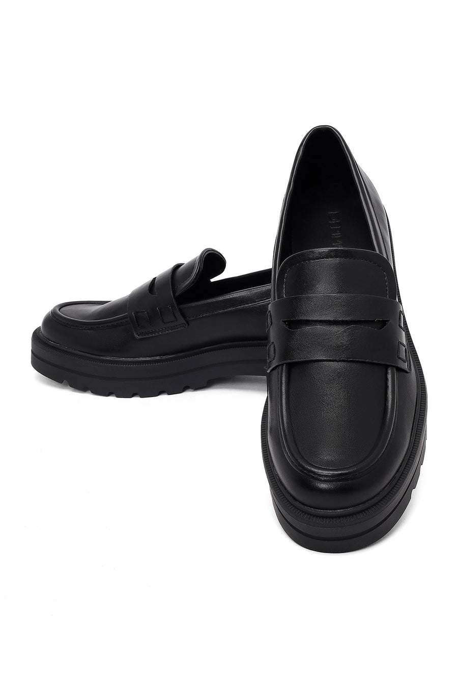 Kadın Siyah Kalın Tabanlı Maskülen Loafer