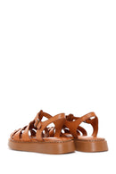 Women's Tan Ankle Strap Leather Comfort Sandals | Derimod