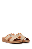 Woman Tan Leather Comfort Slipper | Derimod