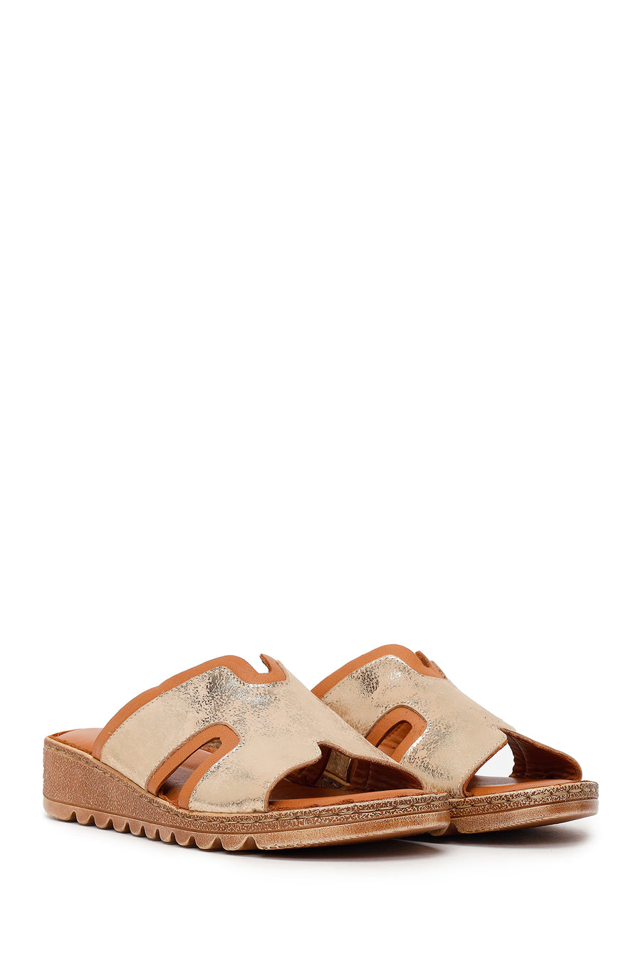 Woman Tan Leather Comfort Slipper