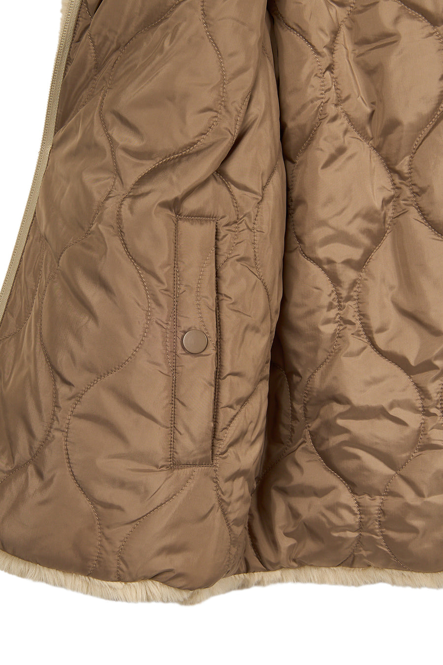 Tahoe Kadın Vizon Çift Taraflı Kapüşonlu Oversize Teddy Mont