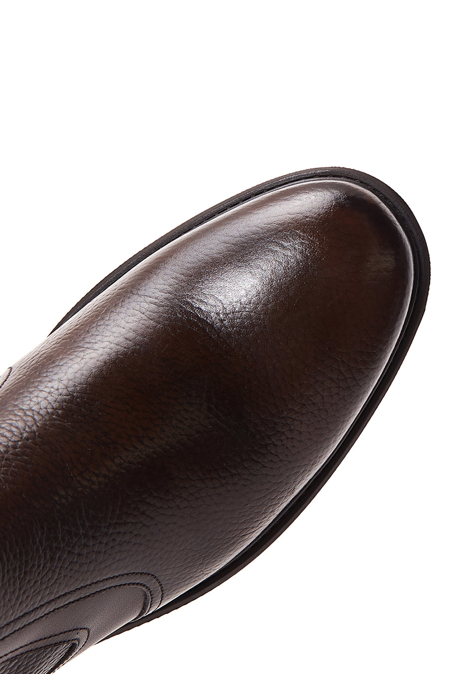 Erkek Kahverengi Fermuarlı Deri Casual Bot