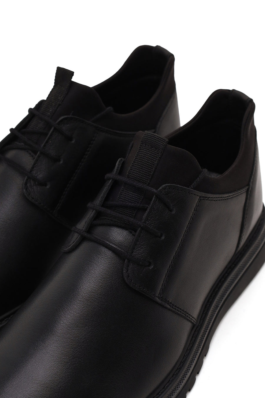 Male Black Lace-Up Leather Casual Shoes